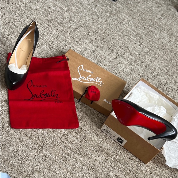 Christian Louboutin Black and White Heels with Red Soles main image 2